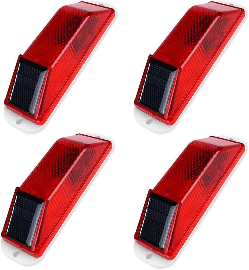 Aolyty Solar Warning Lights, Bright Solar Strobe Lamp Strong Magnetic Base, Waterproof LED Beacon Safety Light Outdoor 4 Pack for Vehicle, Construction Site, Barricade, Driveway, Dock (Red) - Image 1